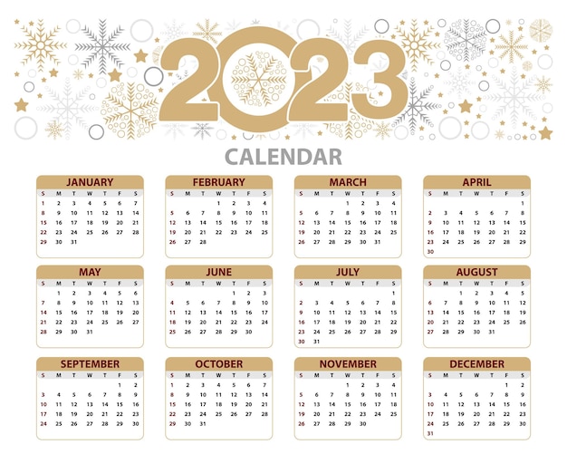 Calendrier 2023 floral coloré avec dates et mois