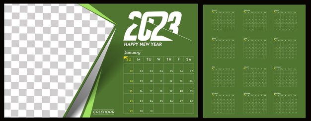 Vecteur calendrier 2023 happy new year design avec l'espace de votre image