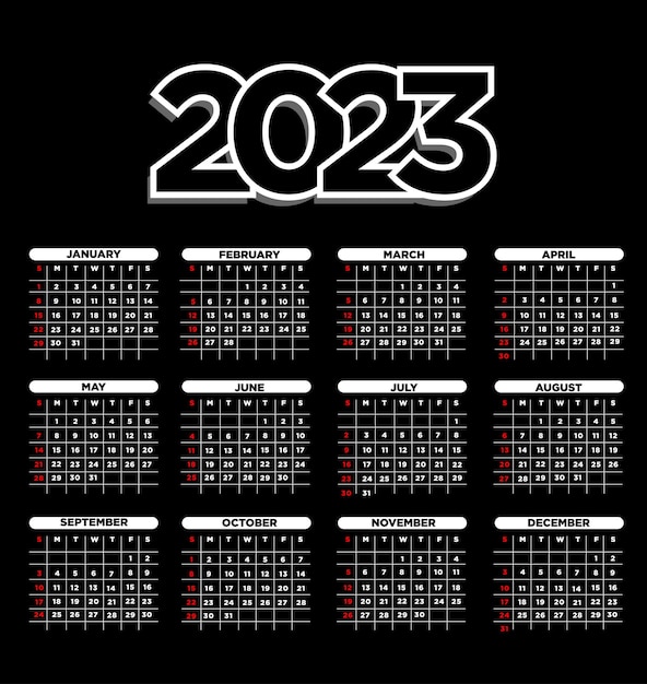 Vecteur calendrier 2023