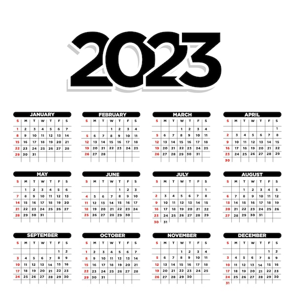 Vecteur calendrier 2023