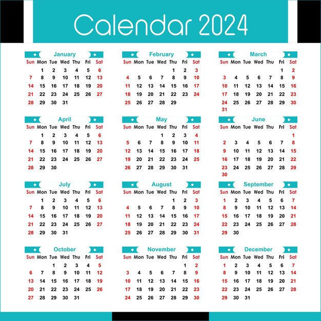 Calendrier 2024 Modèle De Conception Moderne Professionnel Créatif