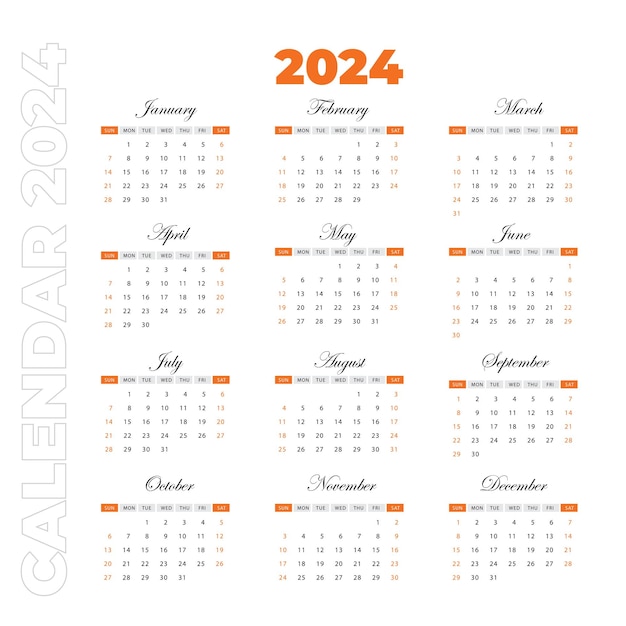 Vecteur calendrier 2024 vecteur