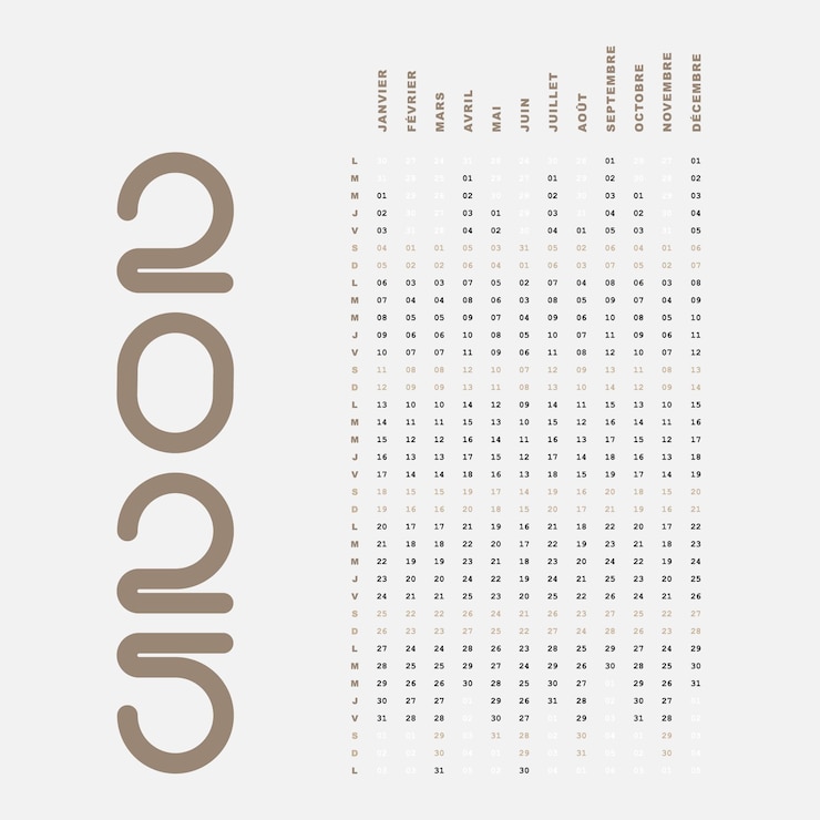 Vecteur calendrier 2025 dates francaises conception verticale simple modifiable couleur