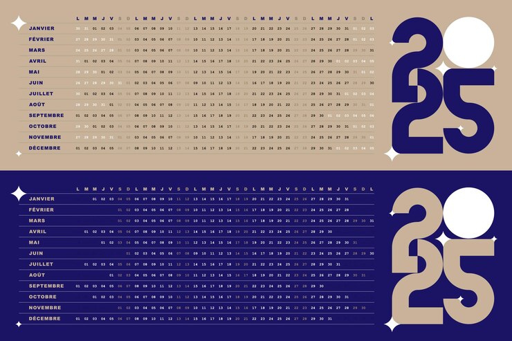 Vecteur calendrier 2025 design modifiable dates créatives uniques horizontales couleur mauve