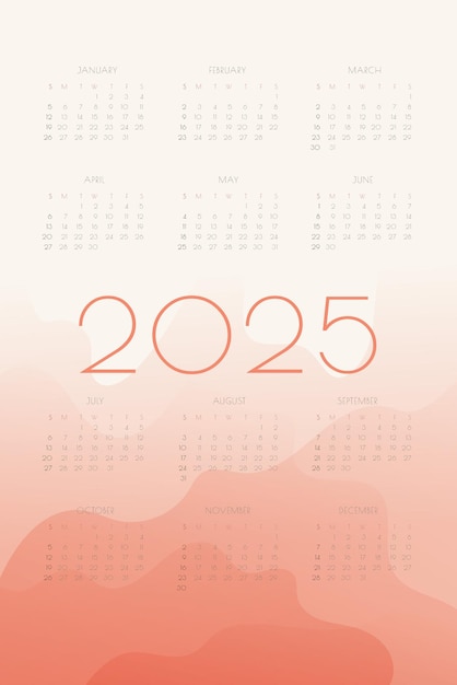 Calendrier 2025 Avec Des Formes Dégradées De Corail