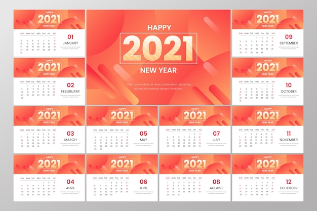 Calendrier Abstrait Nouvel An 2021