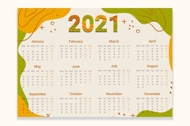 Calendrier abstrait nouvel an 2021