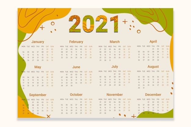 Calendrier Abstrait Nouvel An 2021