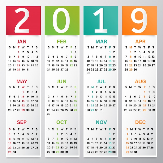 Calendrier Annuel Ou Conception De L'organisateur Pour 2019.