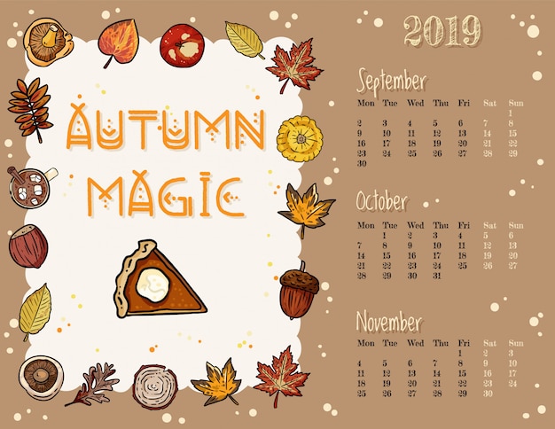 Calendrier d'automne automne-hiver magique