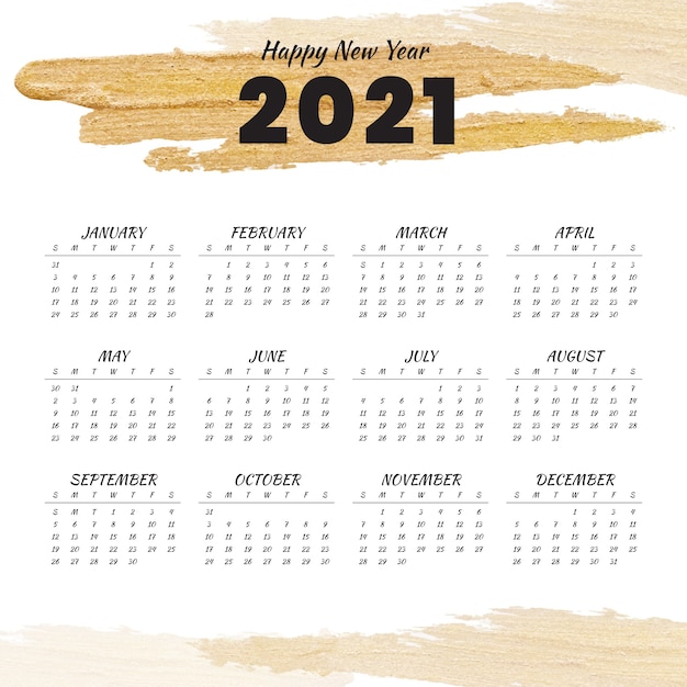 Vecteur calendrier de bonne année 2021