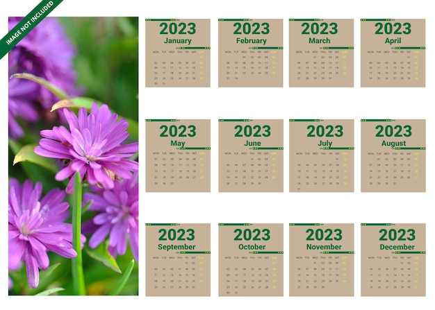 Vecteur calendrier de bonne année 2023