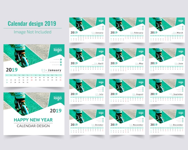 Vecteur calendrier de bureau 2019