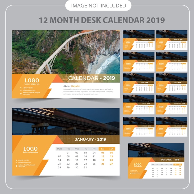 Vecteur calendrier de bureau 2019