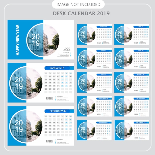 Vecteur calendrier de bureau 2019