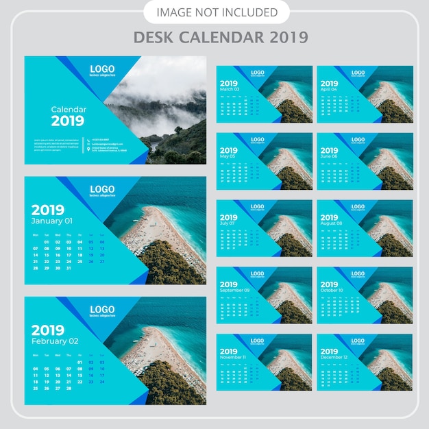 Vecteur calendrier de bureau 2019