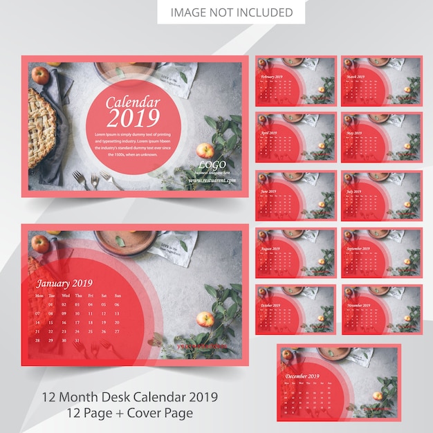 Vecteur calendrier de bureau 2019