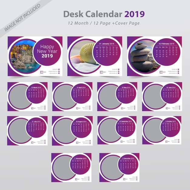 Vecteur calendrier de bureau 2019