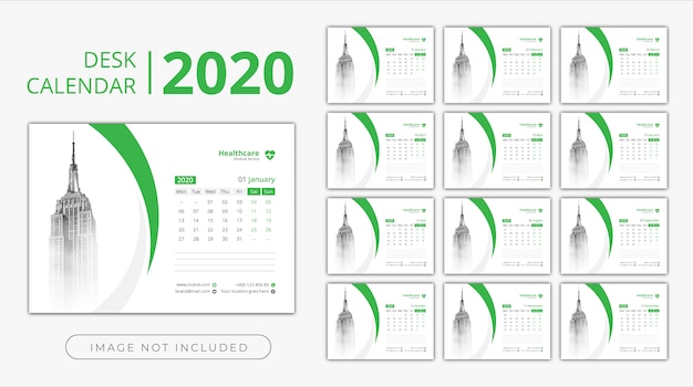 Vecteur calendrier de bureau 2020