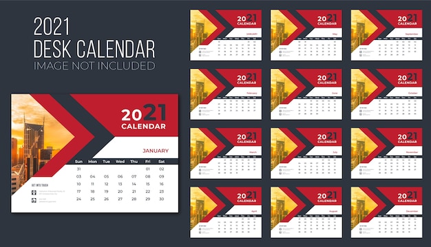 Calendrier De Bureau 2021 Premium, Calendrier De Bureau Pour 2021, Modèle De Calendrier De Bureau 2021