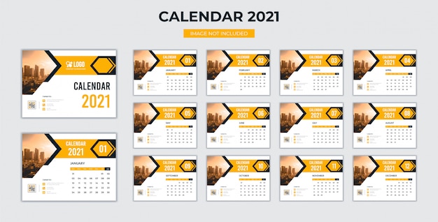 Vecteur calendrier de bureau 2021