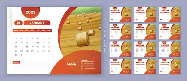 Vecteur calendrier de bureau 2023