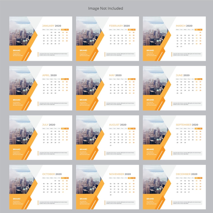 Vecteur calendrier de bureau d'entreprise 2020