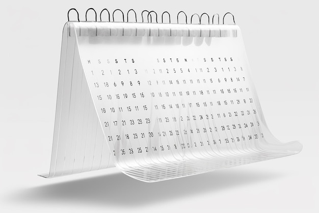 Vecteur calendrier de bureau simple sans année isolée sur fond blanc concept de calendrier avec espace de copie