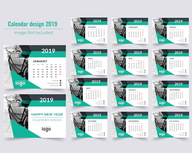 Calendrier De Bureau Vert 2019