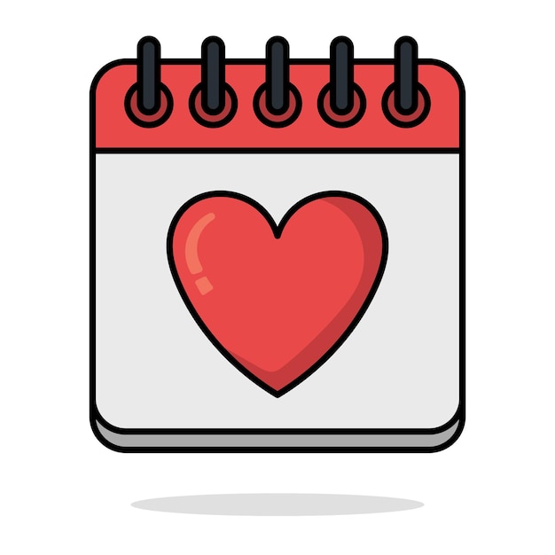 Vecteur calendrier avec coeur