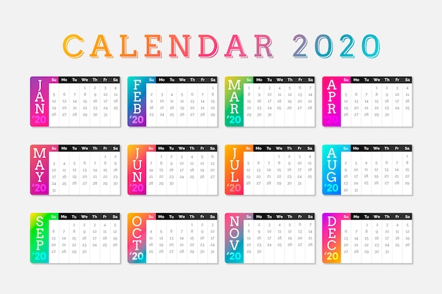 Calendrier coloré 2020