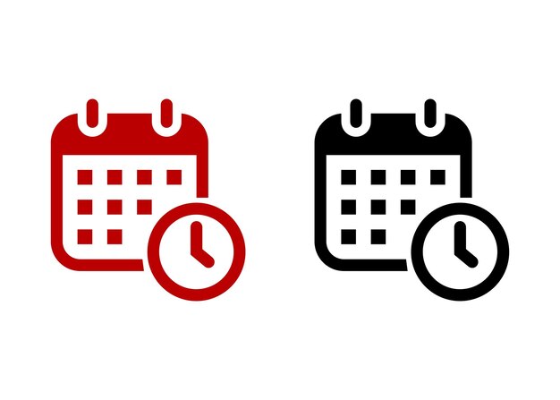 Vecteur calendrier avec une date et une heure sur l'horloge