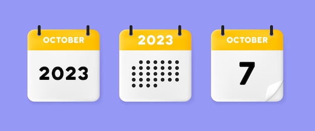 Calendrier Définir L'icône Calendrier Sur Un Fond Bleu Avec Sept Octobre 2023 7 Numéro Texte Concept De Gestion De La Date De Rappel Icône De Ligne Vectorielle Pour Les Affaires Et La Publicité