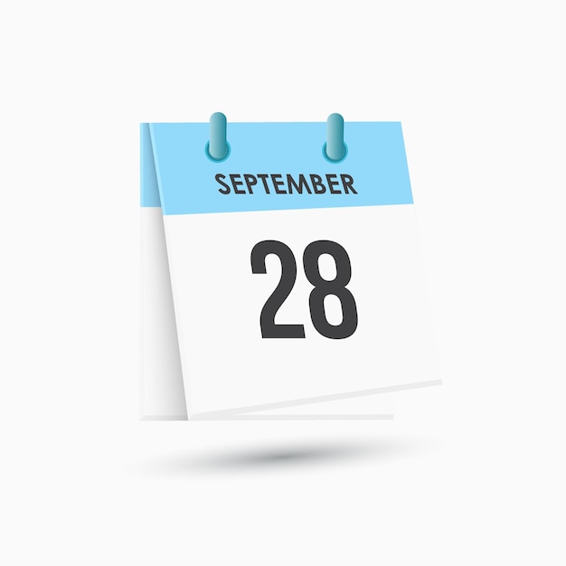 Calendrier du 28 septembre et planificateur de temps Calendrier quotidien Icon de rappel Illustration vectorielle