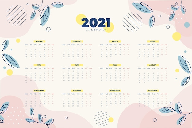 Calendrier Du Nouvel An 2021 Design Plat