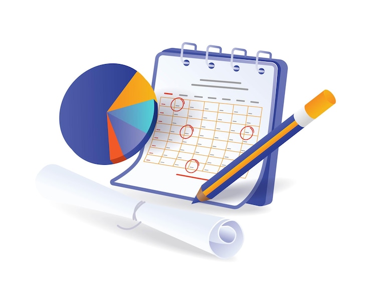 Vecteur calendrier du plan d'affaires des analystes