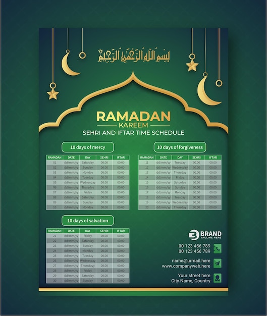 Calendrier Du Ramadan Avec Calendrier Sehri Et Iftar