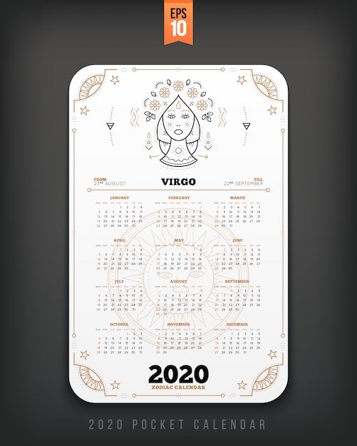 Vecteur calendrier du zodiaque année verseau format de poche disposition verticale illustration de concept de style de couleur noire
