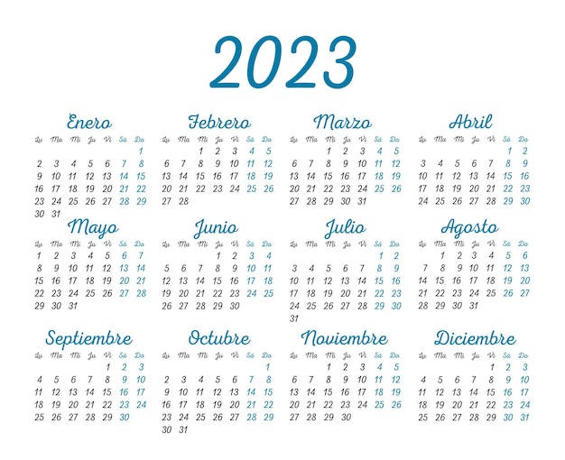 Vecteur calendrier espagnol 2023