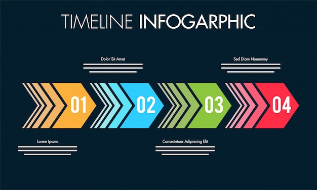Calendrier de la feuille de route colorée Disposition d&#39;infographie avec 4 étapes.
