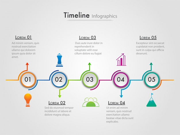 Calendrier De La Feuille De Route Mise En Page D'infographie Avec 5 étapes.