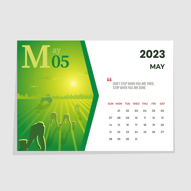 Calendrier Horizontal A4 Pour 2023 Mois De Mai