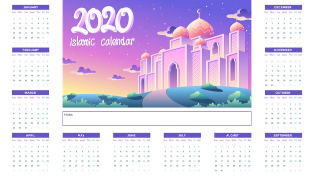 Le calendrier islamique Twilight Sky Of 2020