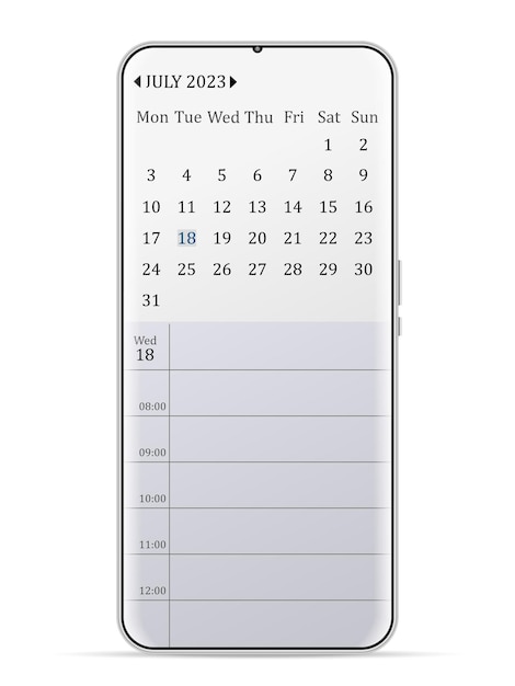 calendrier juillet 2023 smartphone