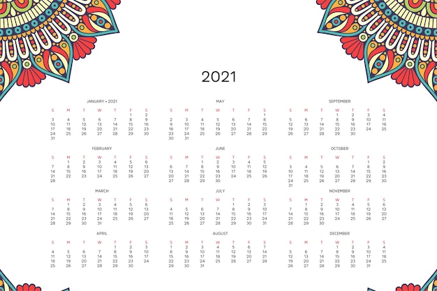 Calendrier Avec Des Mandalas.