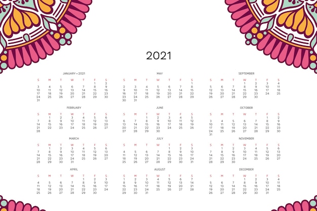 Calendrier Avec Des Mandalas.