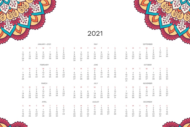 Calendrier Avec Des Mandalas.