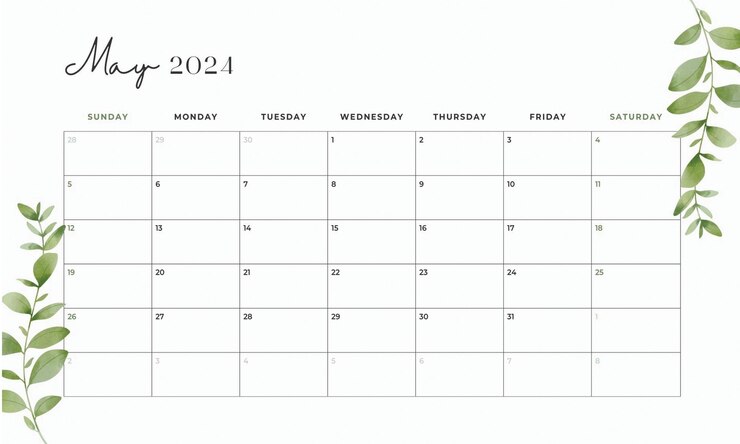 Vecteur calendrier mensuel 2024