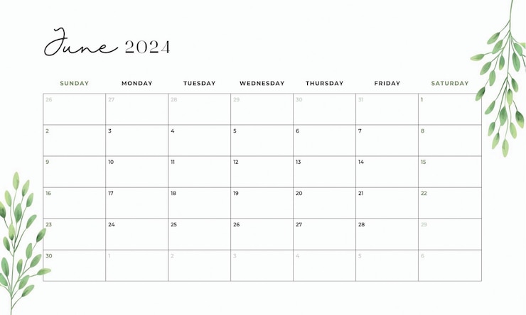 Vecteur calendrier mensuel 2024