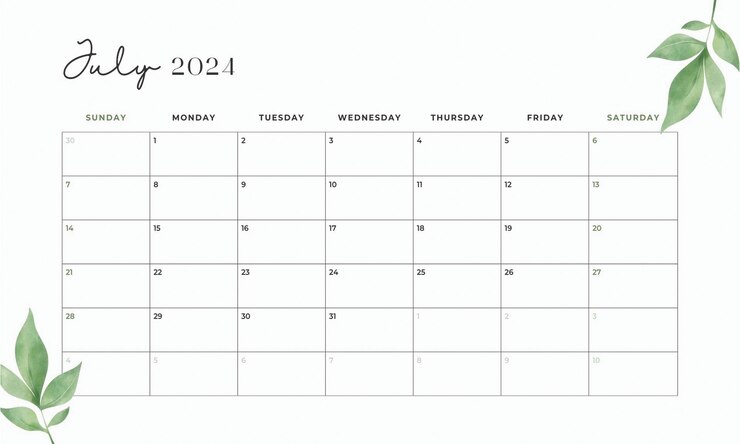 Vecteur calendrier mensuel 2024